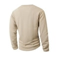 thumbnail image 5 of LMOIPLI Men's Solid Color Cable Knit Sweatshirts Vintage Long Sleeve Pullover Sweater Woven Crewneck Knitted Tops Khaki M, 5 of 9