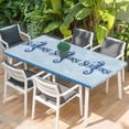 thumbnail image 2 of Navy Blue Seahorse Table Cloths for 3 Foot Rectangle Tables, Summer Coastal Bubbles Ocean Waves Patio Waterproof Elastic Fitted Tablecloths, Washable Rectangular Table Cover for Camping, 2 of 8