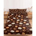thumbnail image 2 of Queen Size Fitted Sheet Set - White Pumpkins Fall 3 Piece Bedding Sets 16" Deep Pocket Fitted Sheet with 2 Pillowcases, Thanksgiving Maple Leaves Brown Brushed Microfiber Hotel Luxury Bed Sheets, 2 of 9
