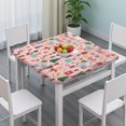 thumbnail image 3 of Pink Christmas Nutcracker Pattern Square Fitted Tablecloth with Elastic Edge,Square Table Cover,Washable Elastic Table Cover for Home Kitchen Party Decor 34"x34", 3 of 6