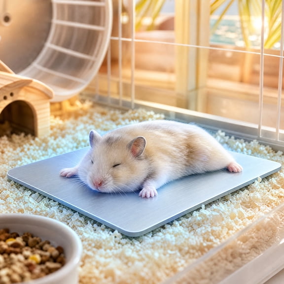 Metal Cooling Pad for Small Animals Hamster Rabbit Chinchilla Guinea Pig Ice Chill Slab Heat Relief Chew Proof Non Toxic Safe Cage Accessories(S)