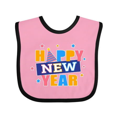 

Inktastic Happy New Year Colorful with Stars Boys or Girls Baby Bib