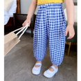 thumbnail image 5 of EnJoCho Toddler Baby Boy Girl Gingha𝗆 Bubble Pants Kids Casual Plaid Elastic Waist Long Blomers Trousers Soft Cotton Loung𝖾wear Playtime Outfits, 5 of 5