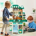 thumbnail image 6 of JBeeCtrl Play Kitchen Set for Kids 48Pcs 28Inch Kids Toy Kitchen Playset with Real Sounds & Lights Pretend Play Food Toddler Kitchen Toy Gift for Boys and Grlis Age 3 4 5 6 7(27.5"x18.1"x8.6) Green, 6 of 7