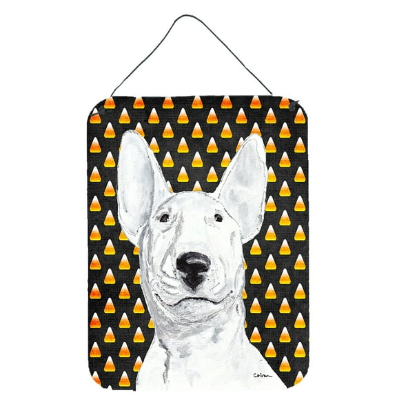 Carolines Treasures SC9534DS1216 Bull Terrier Candy Corn Halloween Wall or Door Hanging Prints 12WX16H multicolor