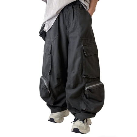 CAIVO Boys Cargo Pants For Fall Casual Wear Comfortable Joggers With Pockets Outdoor Play Trousers Slacks Birthday Party Bottoms for Child Cute Celebration