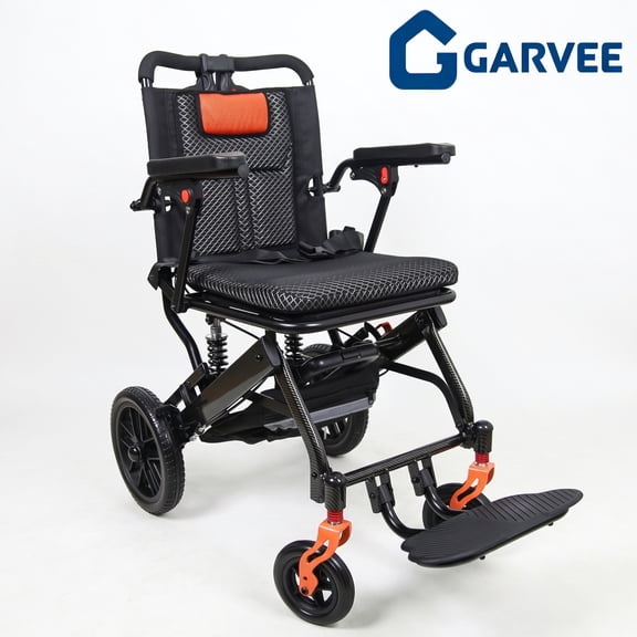 Garvee Transport Chair for Seniors, Lightweight Folding Transport Wheelchair with Dual‑Spring Suspension System, Safety Belt & Flip‑up Armrests, 220lbs Capacity, Black
