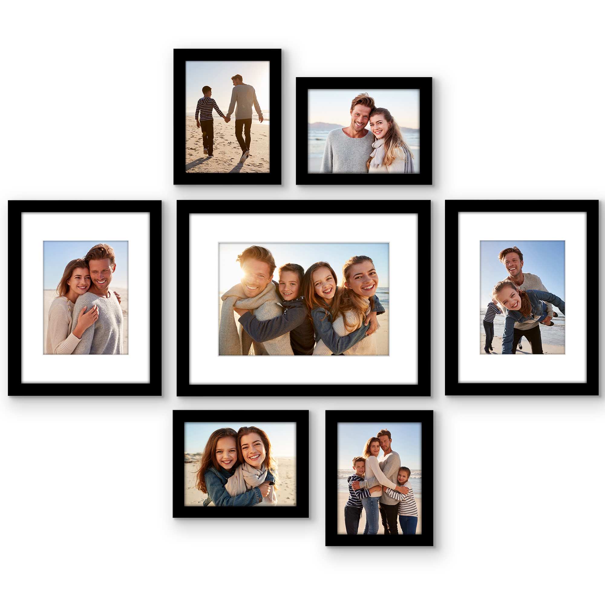 Americanflat 16x12, 9x12, 6x8 Picture Frame with Shatter-Resistant Glass 7 Pack Frames Gallery Wall - Black