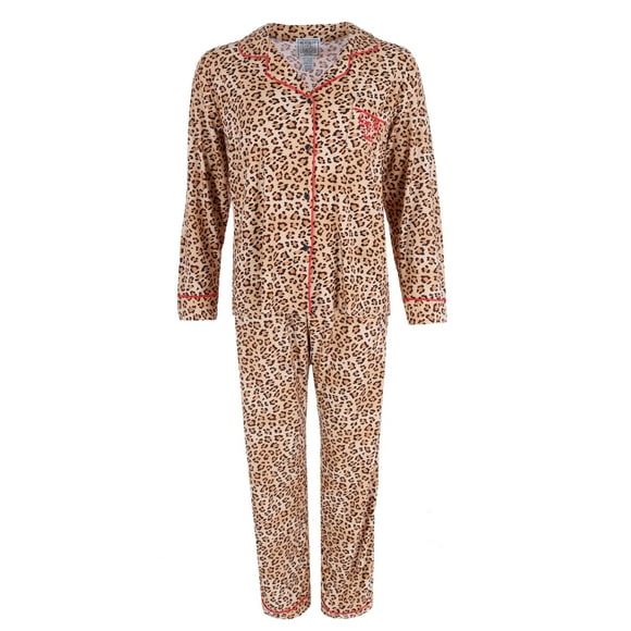 Mentally Exhausted  Leopard Pajama Set (Women's Plus Size)