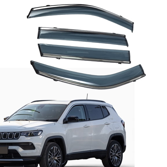Unique Bargains Window Deflectors Side Window Vent Visors for Jeep Compass 2017-2024 Black Rain Guards Sun Visors Wind Vent Visors Window Vent Shades