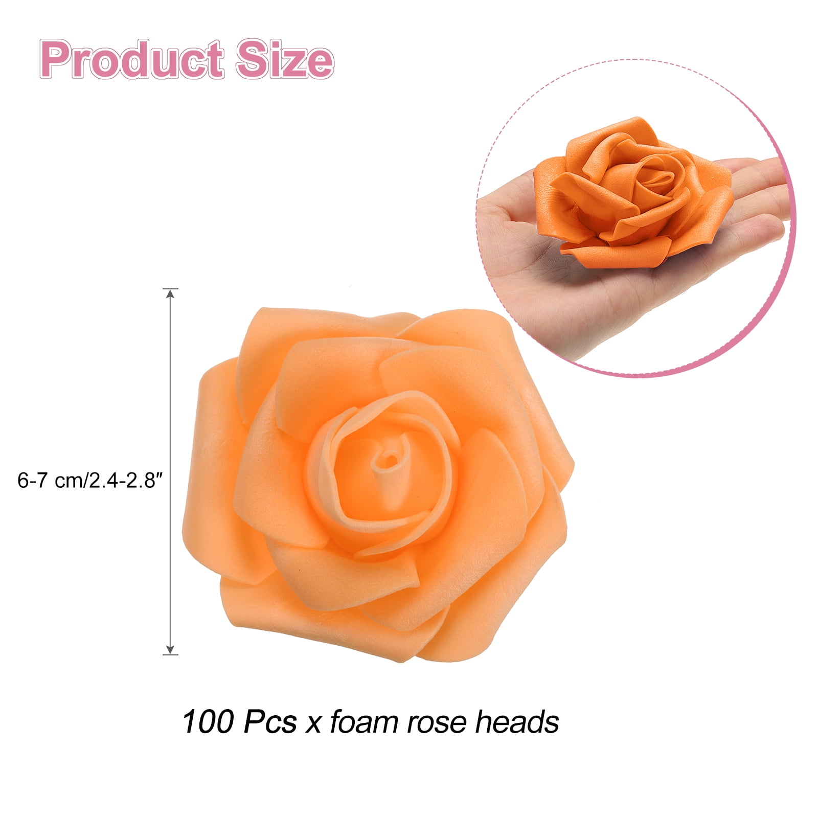 Unique Bargains Rose Heads Artificial Bulk Stemless Foam Fake Roses for DIY Crafts Orange