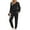 Black, variant on Fantaslook Two Piece Sets for Women Fall Outfits Fashion Lounge Sets V Neck Tops Long Pants Tracksuit Vacation Travel Outfits
