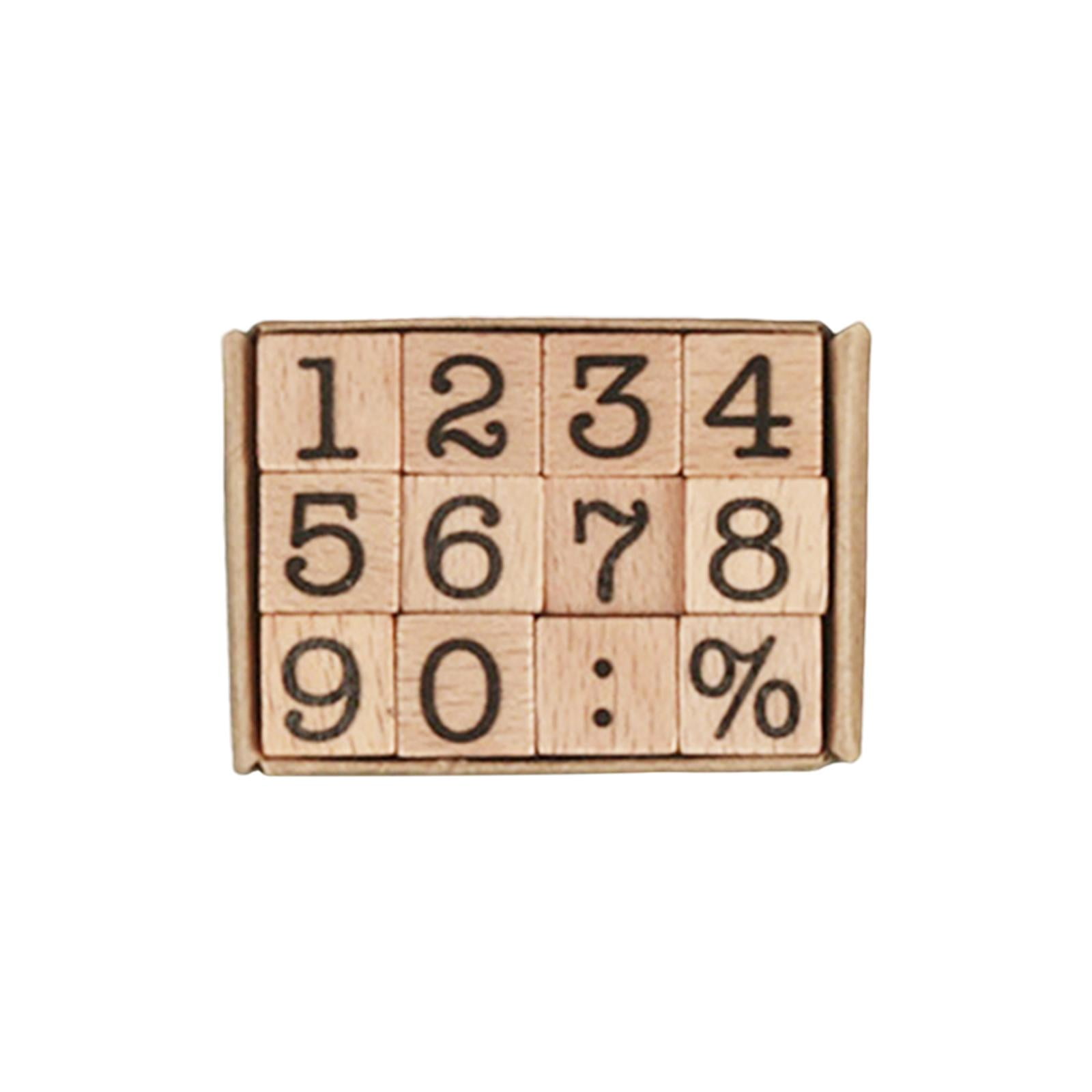 Vintage Wooden Stamp Set Calendar Accessories Scrapbook Supplies DIY