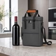 thumbnail image 2 of Portable Insulated Wine Cooler Bag - Leakproof Travel Tote with Shockproof Padding for Wine Bottles, Ideal for Picnics, Camping, and Outdoor Adventures Gray, 2 of 7