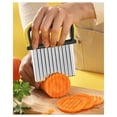 thumbnail image 5 of Crinkle Cutter,French Fry Cutter For Potatoes,Premium Stainless Steel Potato Slicer,Safe Wavy Veggie Slicer With Blade Cover,Space-Saving Crinkle Knife,Kitchen Crinkle-Cut Wave Slicer,1PC,3.9"x5.5", 5 of 5
