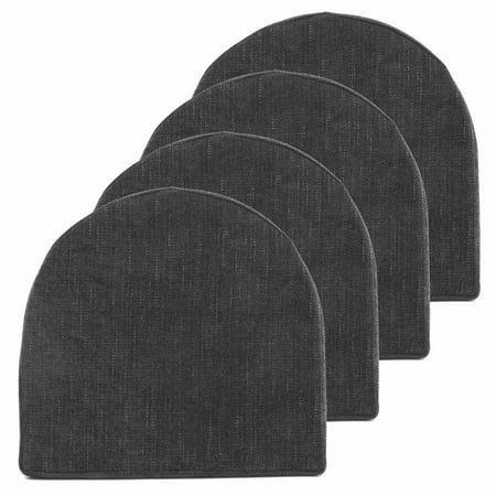 

Sweet Home Collection U-Shape Molded Memory Foam Chair Pads With Ties Black 4 Pack