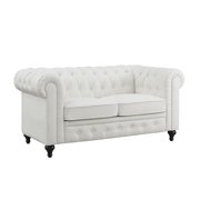 Naomi Home Modern Chesterfield Loveseat , Upholstered Cushion Loveseat For Home - Color: White