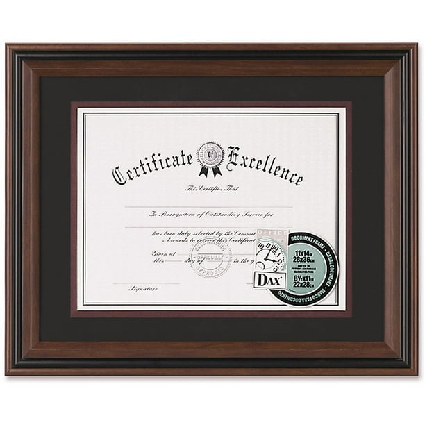 DAX Desk/Wall Photo Frame, Plastic, 11 x 14, 8 1/2 x 11, Rosewood/Black