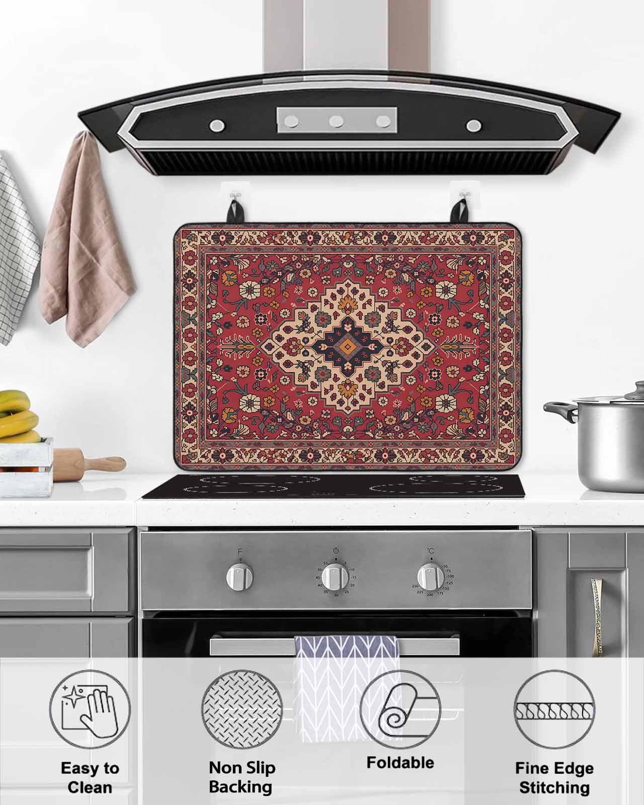 Large Induction Cooktop Protector Mat Boho Southwest Stove Top Covers for Electric Stove, Vintage Farmhouse Ethnic Aztec Tribe Art Decorative Stove Burner Cover Mats, Glass Top Stove Cover