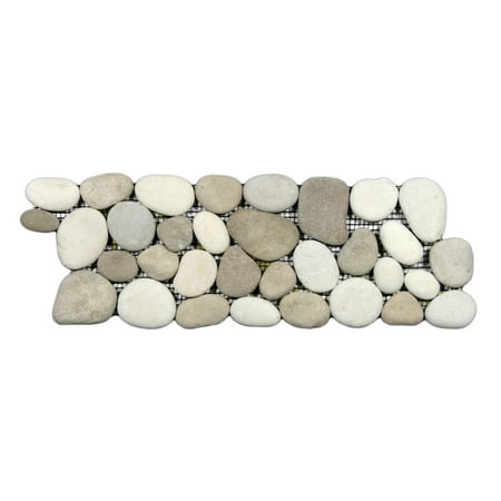 White Pebble Tile - Java Tan and White Pebble Tile Border