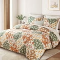 thumbnail image 3 of Whale Flotilla 3-Piece King Comforter Set, Soft Reversible Bedding Comforter Sets, Patchwork Printed Down Alternative Comforter Duvet for All Seasons, Orange, 3 of 9