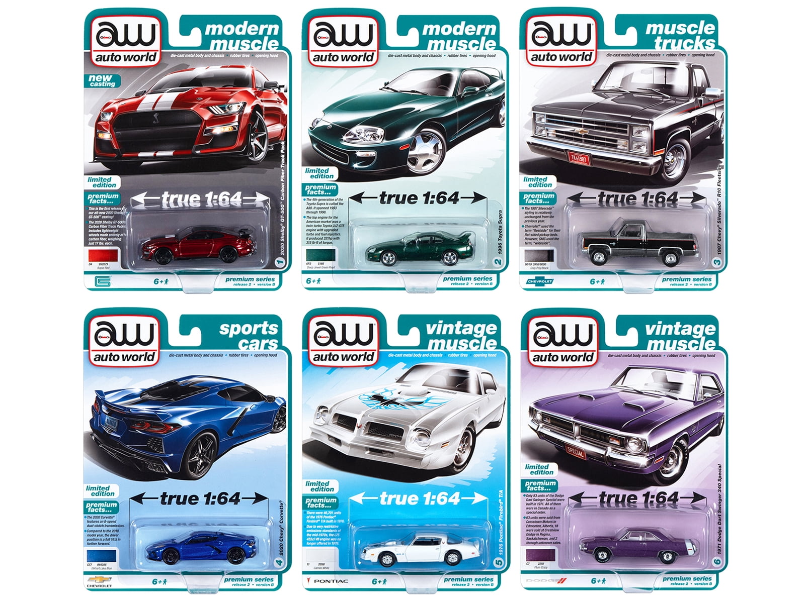 Auto World Premium 2022 Set B of 6 pieces Release 2 1/64 Diecast Model Cars  by Auto World - Walmart.com