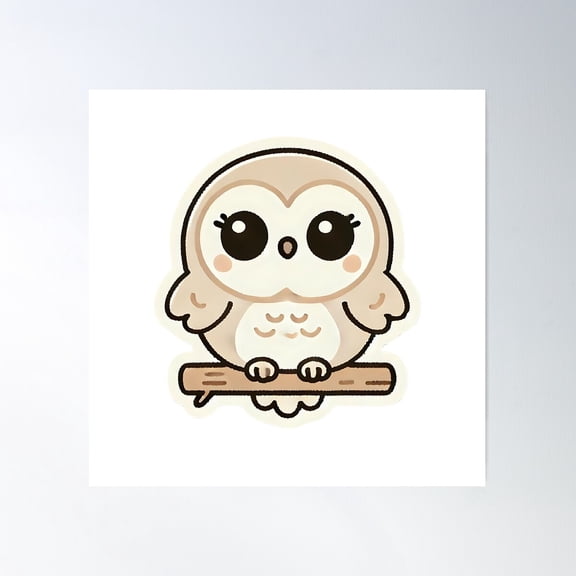 Tiny Owl Poster Wall Art, Modern Wall Decor For Living Room Bedroom, 17x17 UNFRAMED