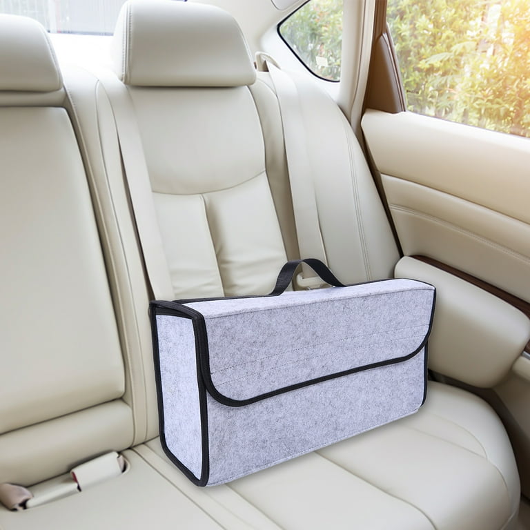 Nhthy Nonwovens Foldable Car Trunk Organizer Space Saving Storage Box Durable Nonwovens Car Storage Basket with Sturdy Straps Portable Folding Car