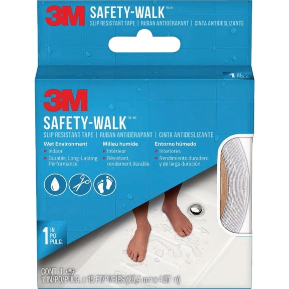 3M Safety-Walk Slip Resistant Tape, White Tread Tape for Bath and Shower, 1 in x 15 ft, 1 Roll
