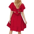thumbnail image 3 of Eltusu Girls Dresses, Short Sleeve Crew Neck Bow Fashion Summer Dress Red Size 8-9 T, 3 of 9