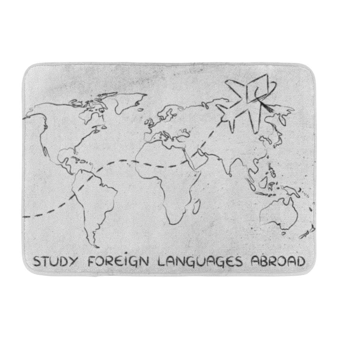 godpok class book airplane with graduation hat flying above world map study foreign languages abroad cap rug doormat bath mat 23 6x15 7 inch walmart com