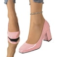 thumbnail image 3 of GERsome Women's Low Block Heels Dress Shoes Square Closed Toe Slip-On Work Wedding Party Pumps, Pink Size 5.5, 3 of 9