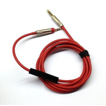 Tv Remote Headphones Red New Replacement cable with Remote Mic connect iphone to Technica ATH-M50x ATH-M40x headphones ()