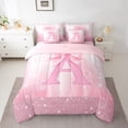 thumbnail image 2 of Castle Fairy A Personalized Initial Twin Bedding Sets 7-Piece for Girls,Princess Ribbon Bow Bedding Comforter Set,Pink Reversible,Luxury Bedroom Decor, 2 of 8