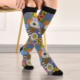 thumbnail image 5 of FORMRS Womens Knee High Socks Casual Long Thick Travel Daily Wear, 1 Pair, Blue Floral, 5 of 6