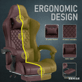 thumbnail image 3 of Gaming Chair for Adults, Ergonomic Office Computer Chairs with Pocket Spring Cushion, PU Breathable Materials Video Game Chair, Linkage Armrest and Footrest Game Chairs Brown, 3 of 7