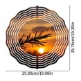 thumbnail image 4 of Vibrant Sunset Metal Wind Spinner with Concentric Lines & Leafy Branch Silhouette - Perfect for Yard & Garden Decor, 4 of 6