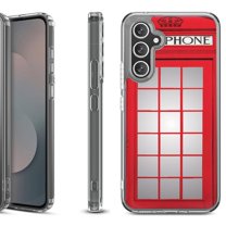 Shockproof Protective Phone Case Cover for Samsung Galaxy S25 FE, by OneToughShield - Phone Booth Red