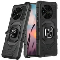 For TCL 60 XE NXTPAPER 5G T705M Robotic Ring Kickstand Phone Case   Tempered Glass - Black