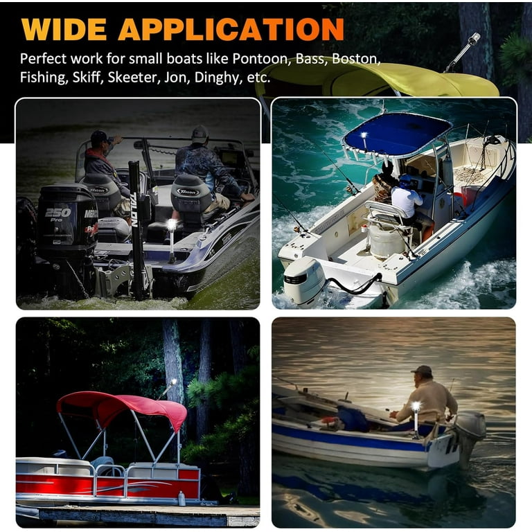 Pactrade Marine White LED Bow Navigation Light - Horizontal Mount For Boats, Yachts, & Pontoon Fishing Boats