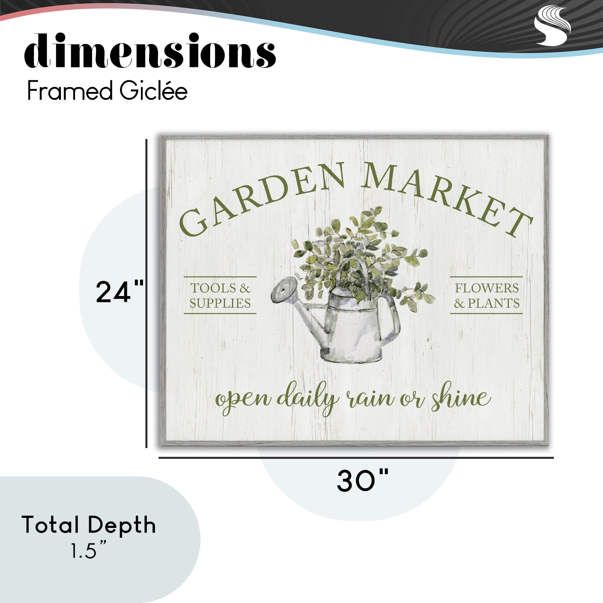 Stupell Industries Open Daily Garden Market Gray Framed Giclee Art, design by Sally Swatland