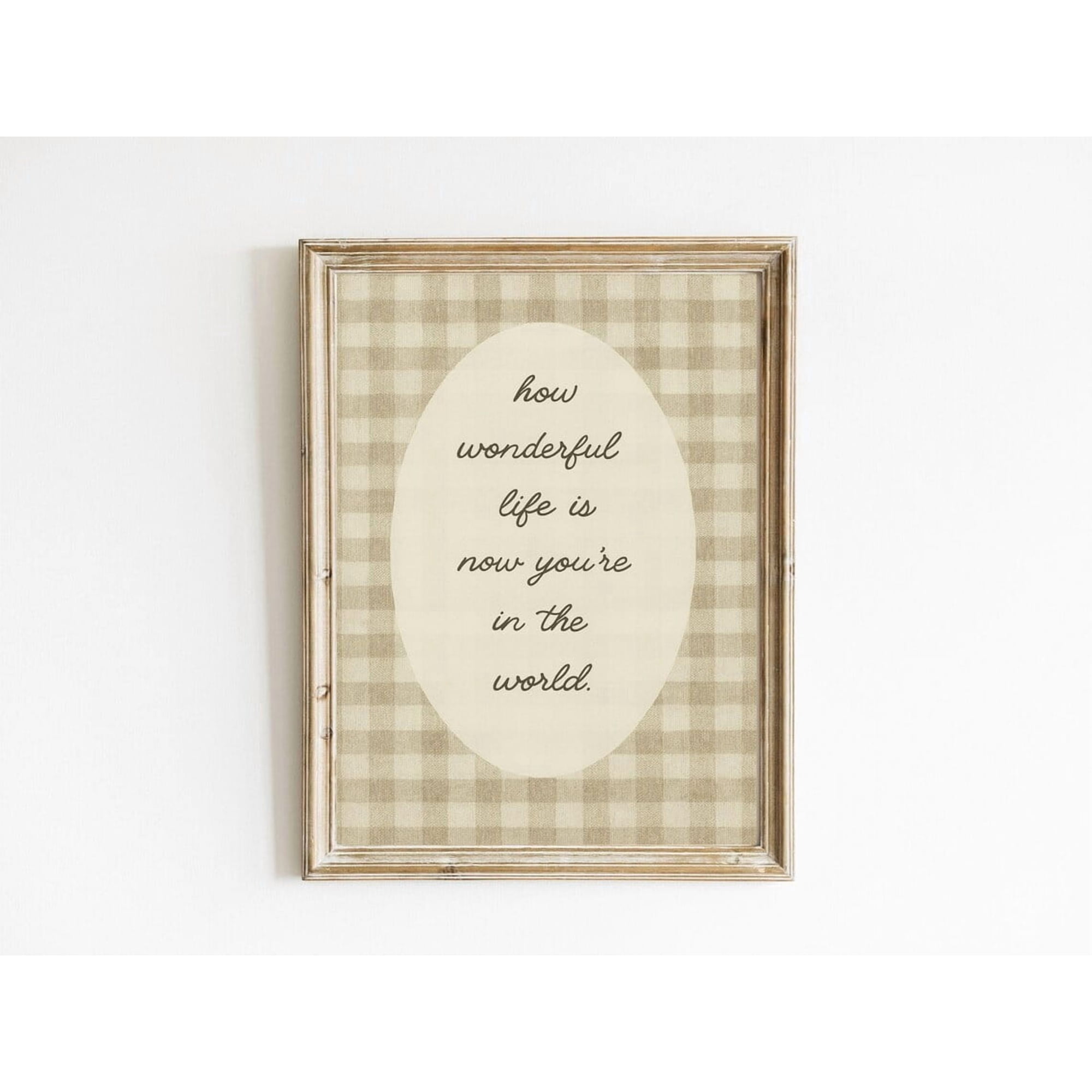 Gingham Nursery Wall Art Print, Inspirational Decor, Neutral Artwork Unframed Paper Print