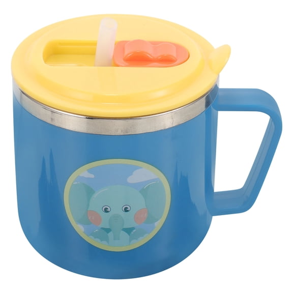 Raindrops Double Layer Stainless Steel Cup with Straw for Toddlers Assorted Colors Safe PP Handle