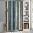 thumbnail image 3 of Ombre Blue White Wood Grain Fabric Shower Curtain Vintage Farmhouse Washable Shower Curtains for Bathroom, Waterproof Bath Curtain with Hooks Home Decor 36x72in, 3 of 8