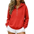 thumbnail image 4 of Women's Half Zip Hoodie Oversized Fleece Pullover Sweatshirt Drop Shoulder Kangaroo Pocket Cozy Fall Tops, S-2XL, 4 of 9