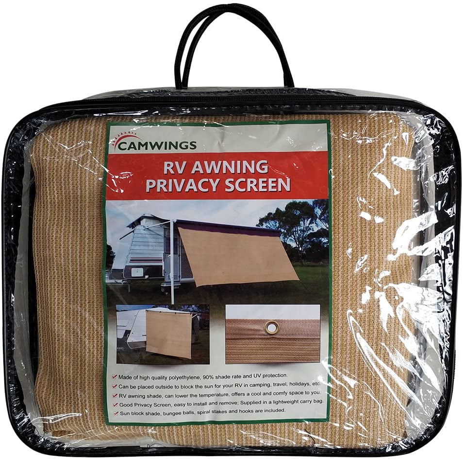 CAMWINGS RV Awning Privacy Screen Shade Panel Kit Side Sunblock Shade Drop  8 x 8ft, Wheat