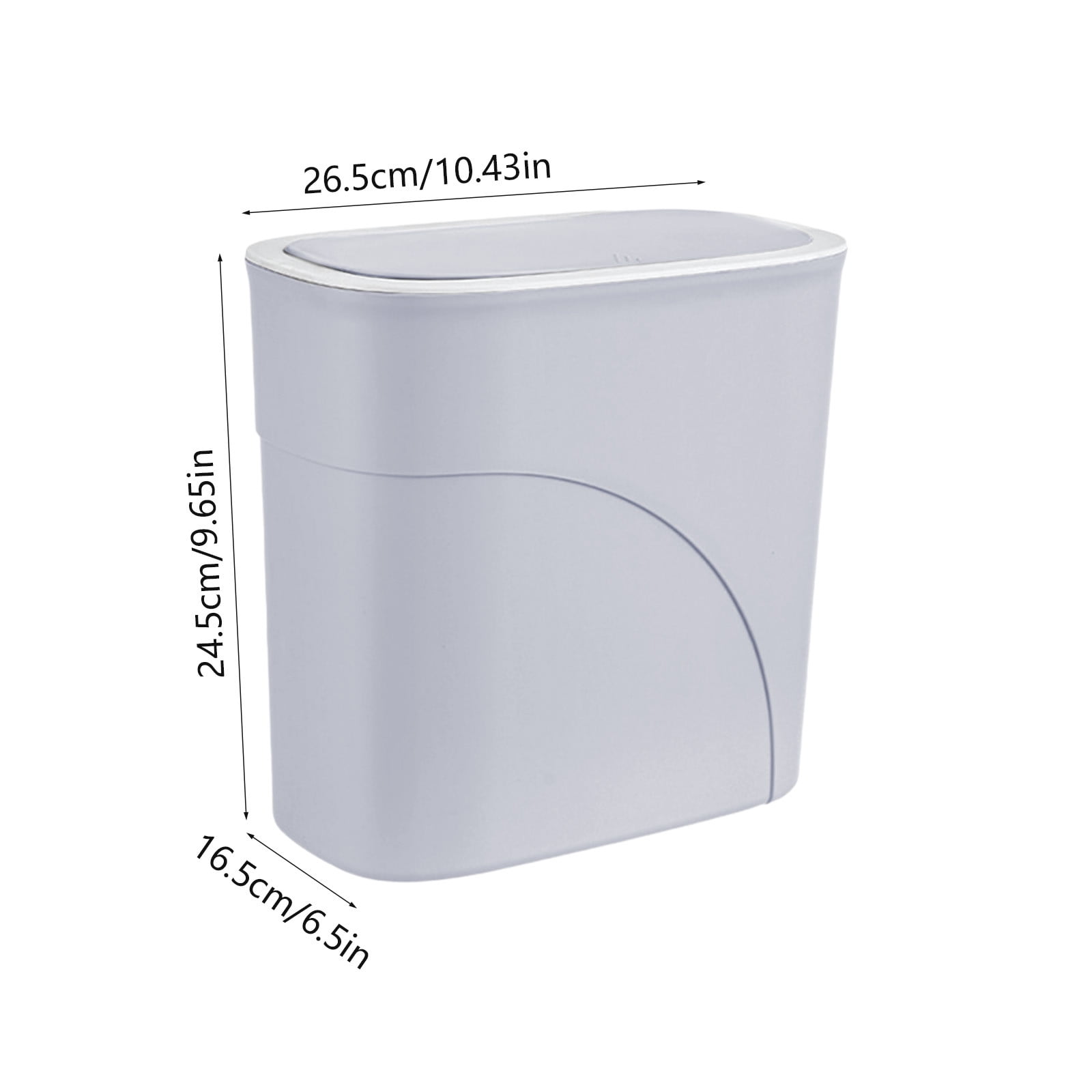 Press Top Flip Lid Trash Can, Space-Saving Plastic Storage Bin for Kitchen, Bathroom, Dining Room, and Narrow Spaces, Convenient Clamp Style Garbage Bin