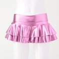 Women Wetlook Skirt Low Rise Double Layered Frilly Mini Skirt Rave