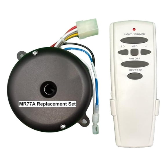 MR77A Replacement Ceiling Fan Control Set for The Hampton Bay Altura Model 68". The New UC7301R-03 Receiver and UC7078T Control are Plug & Play.