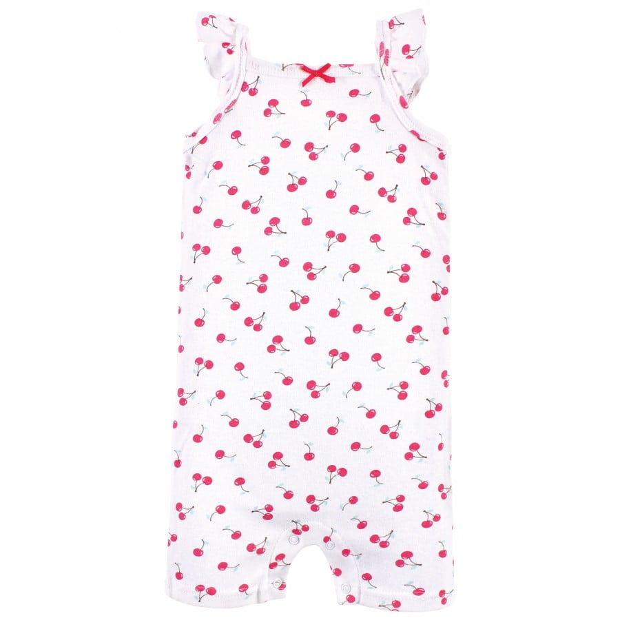 Hudson Baby Infant Girl Cotton Rompers, Banana Split, 0-3 Months